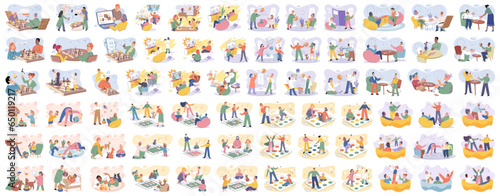 Game together. Family fun. Friendship time. Vector illustration. Board games promote healthy communication and problem-solving skills Engaging in game with loved ones fosters sense of belonging and