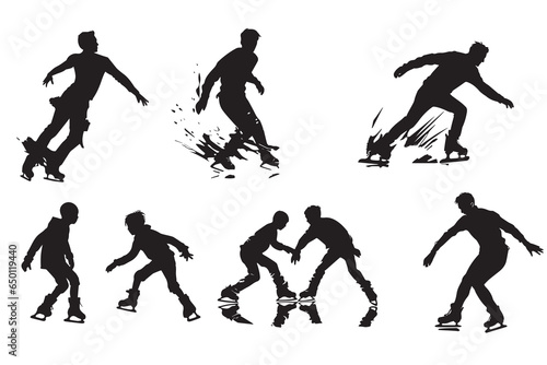 Vector riding ice skates silhouette isolated on white background