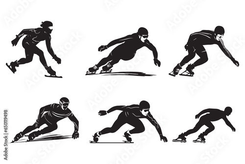 Vector riding ice skates silhouette isolated on white background