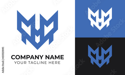 Creative modern minimal abstract monogram initial letter mmmm logo design template
