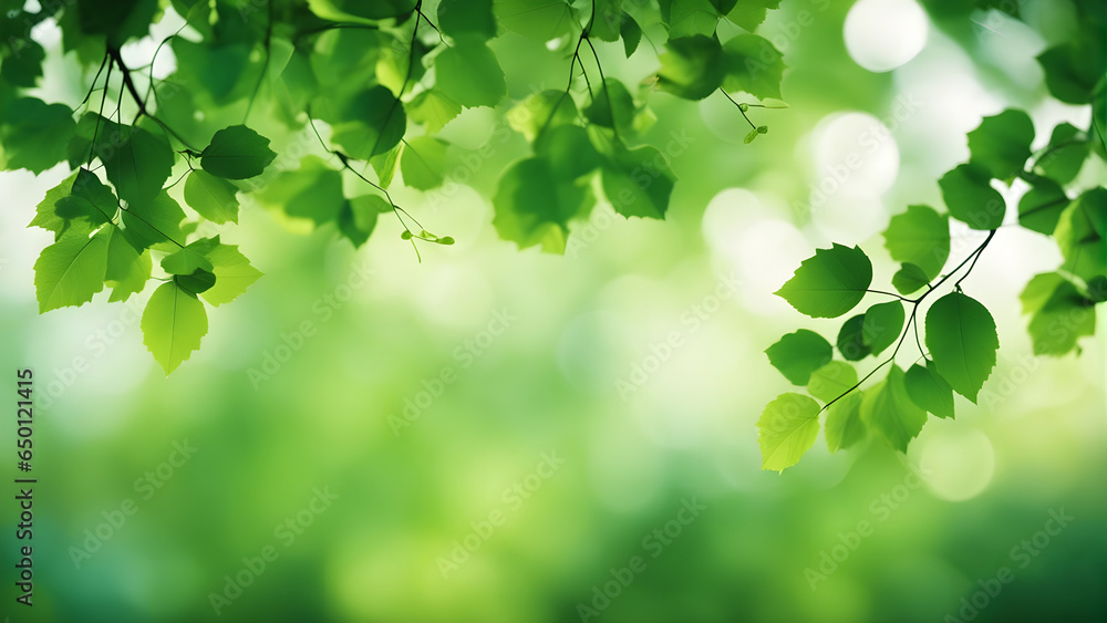 Obraz premium green leaves background with bokeh effect 