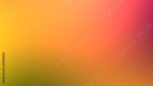 Orange yellow ochre green crimson pink abstract gradient background, copy space. Bright blank backdrop 8k 16:9 for cover presentation web banner. Autumn color palette. Fall season. Blurry glow texture