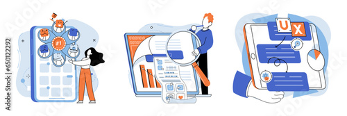 Application testing metaphor. Vector illustration. App test, arenwhere apps mettle is truly tested Software testing, watchmthat keeps lookout for code anomalies Application testing, quality assurance