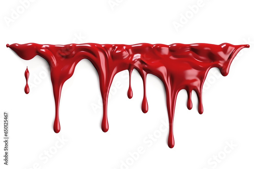 Dripping red paint on white banner. Happy Halloween decoration