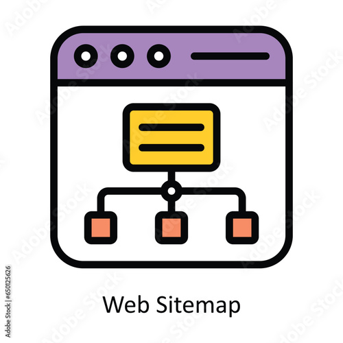 Web Sitemap vector Fill outline icon illustration. EPS 10 File.