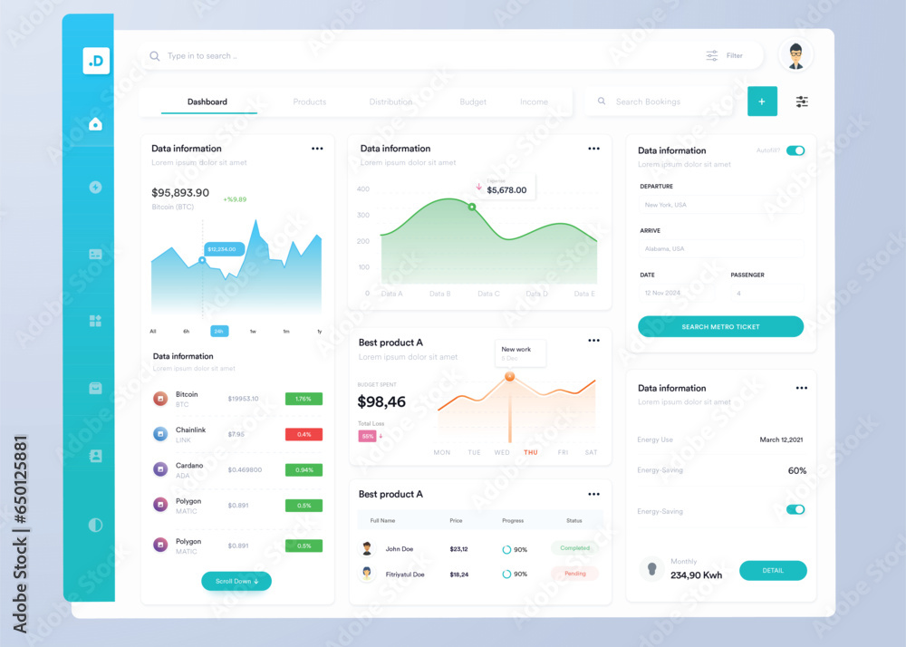 Infographic dashboard. UI design with graphs, charts and diagrams. Web interface template for business presentation.
Infographic dashboard. UI design with graphs, charts and diagrams. Web interface template for business presentation.