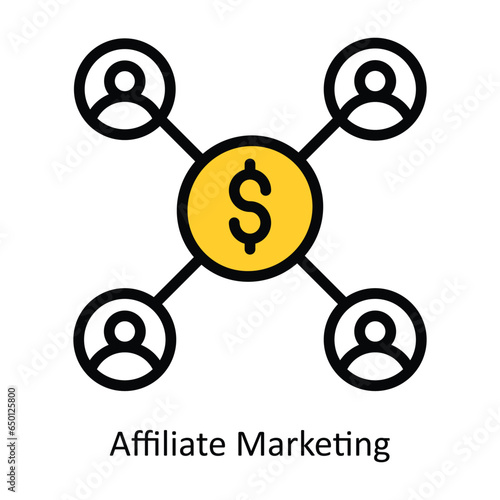 Affiliate Marketing vector Fill outline icon illustration. EPS 10 File.