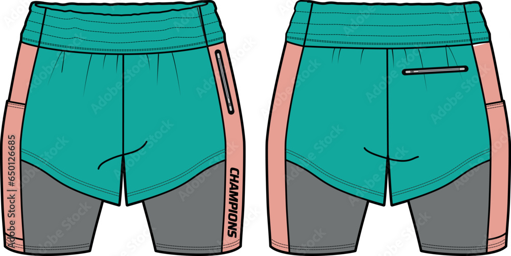 Women athletic Running trail Shorts with Compression tights shorts