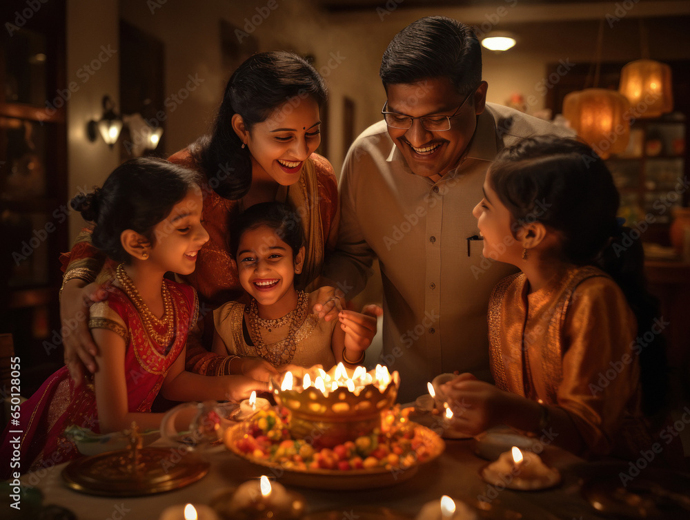 Indian family celebrating diwali festival together at home. Indian family celebrating diwali festival together at home.
