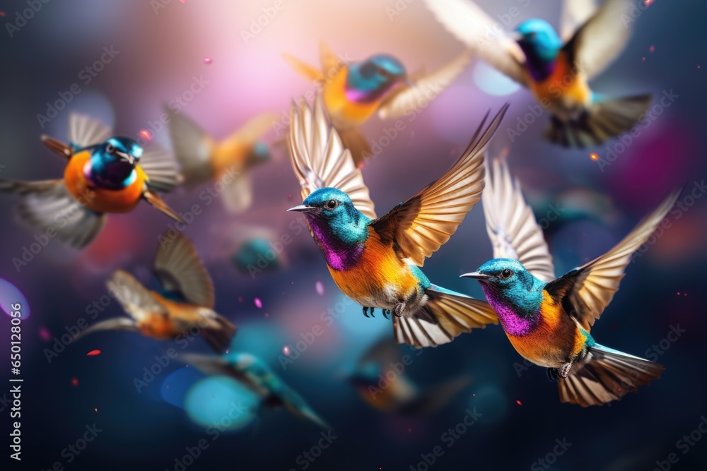Fototapeta premium A group of colorful birds