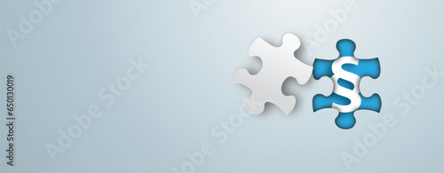 Paper Paragraphs Puzzle In Hole Gray Header
