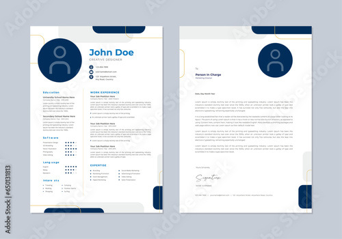 Cv templates. Professional resume, cover letter business layout job applications. Vector modern minimalist presentation set. photo