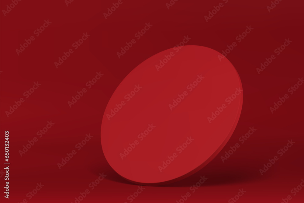 Red 3d circle wall diagonal cylinder promo showroom decorative element realistic vector illustration Red 3d circle wall diagonal cylinder promo showroom decorative element realistic vector illustration