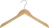 Wooden coat hanger clothes hanger .Realistic clothes coat wooden hanger close isolated.