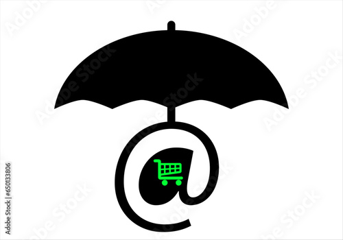 Icono de seguro de compra onlina o compra online segura o protegida