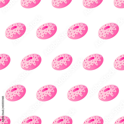 Simple, seamless pattern of pink donuts. Barbicore style. Vector illustration. photo