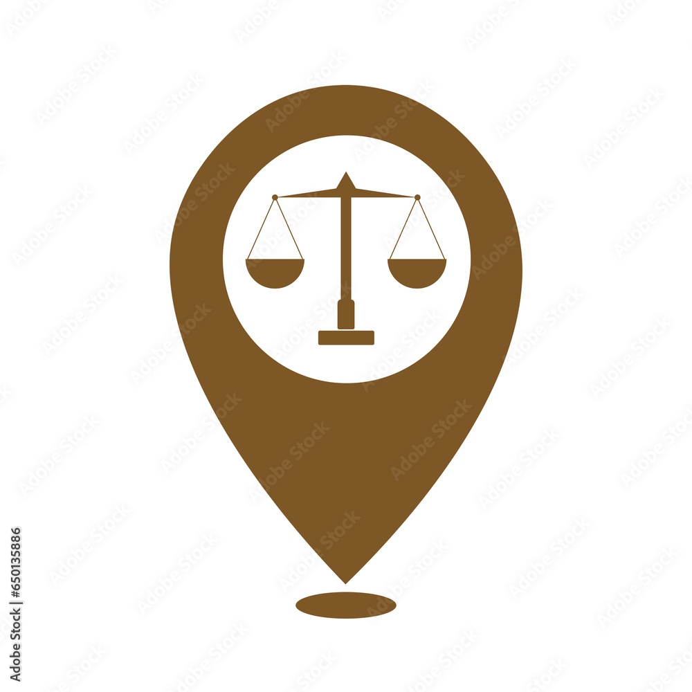 brown scales of justice and law location icon brown scales of justice and law location icon