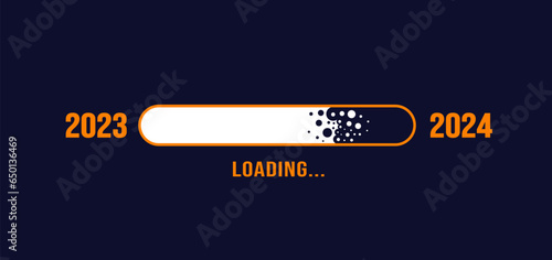 2024 loading bar Progress digital technology colorful background. happy new year 2024 loading bar. Start goal plan and strategy.  2023 to 2024 loading business web banner. vector illustration.