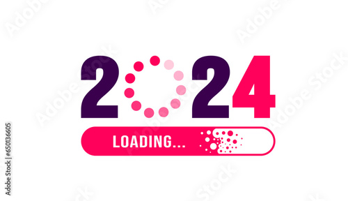 2024 loading bar Progress digital technology red background. happy new year 2024 loading bar. Start goal plan and strategy.  2023 to 2024 loading business web banner. vector illustration.