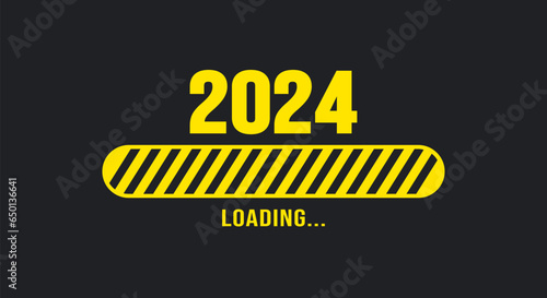 2024 loading bar Progress digital technology golden color background. happy new year 2024 loading bar. Start goal plan and strategy.  2023 to 2024 loading business web banner. vector illustration.