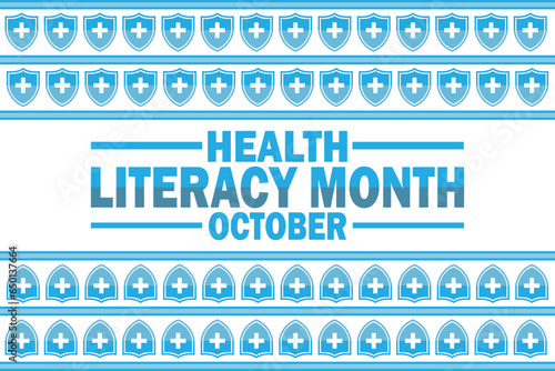 Health Literacy Month October. Holiday concept. Template for background, banner, card, poster with text inscription. Vector illustration