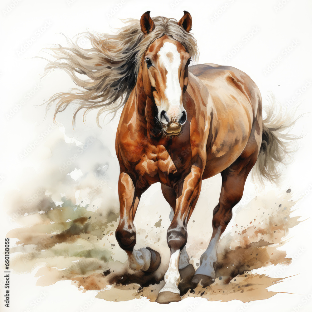 Obraz premium watercolor Horse clipart, Generative Ai
