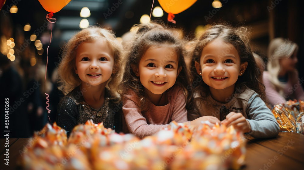 Generative AI, cheerful children of different nationalities at a holiday, birthday party, balloons, friends, kids, congratulations, joyful emotions, diversity, playroom, kindergarten, toddler, gifts Generative AI, cheerful children of different nationalities at a holiday, birthday party, balloons, friends, kids, congratulations, joyful emotions, diversity, playroom, kindergarten, toddler, gifts