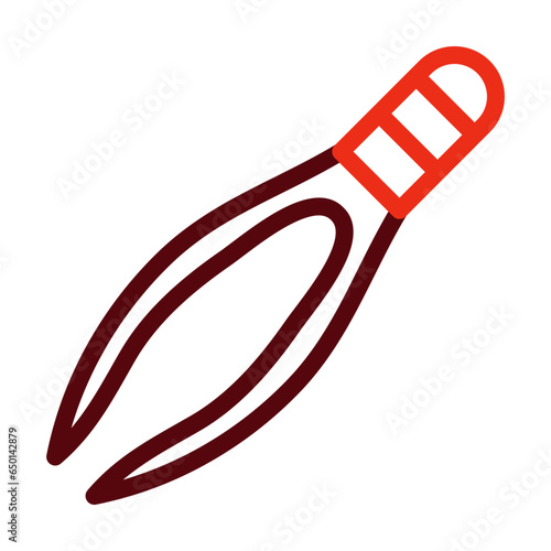 Tweezers Thick Line Two Colors Icon Design