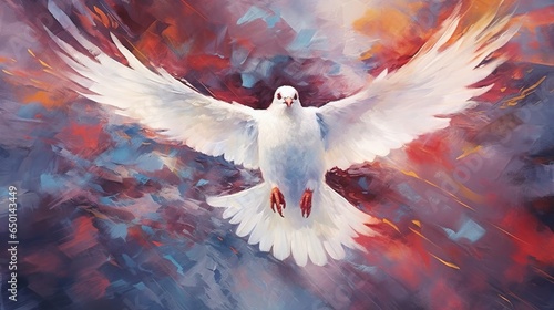 abstract art, dove. Holy Spirit concept, Pentecost Sunday, Generative ai