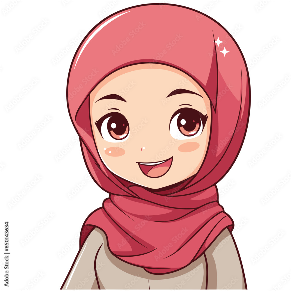 Cute hijab girl smiling, Muslim woman in hijab
