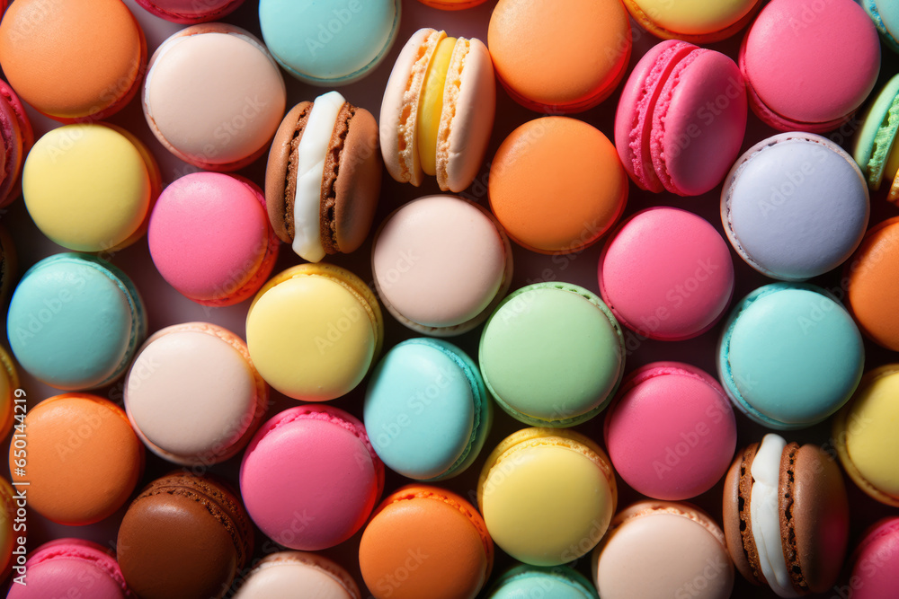 colorful macarons dessert background flatlay colorful macarons dessert background flatlay