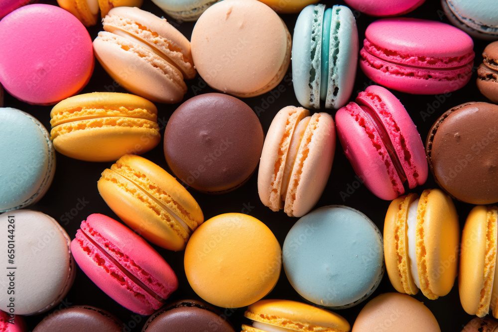 colorful macarons dessert background flatlay colorful macarons dessert background flatlay