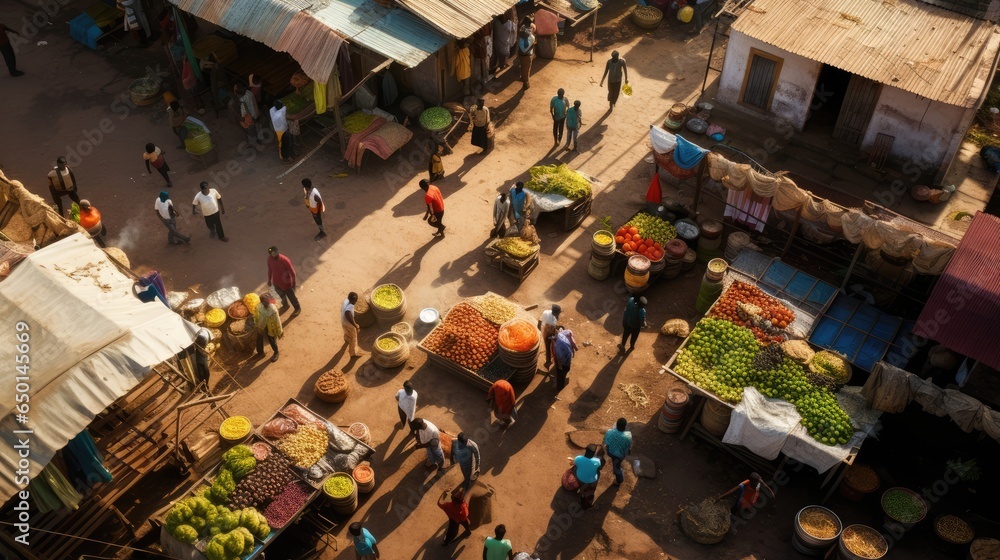 Aerial view of traditional market, AI generated Image