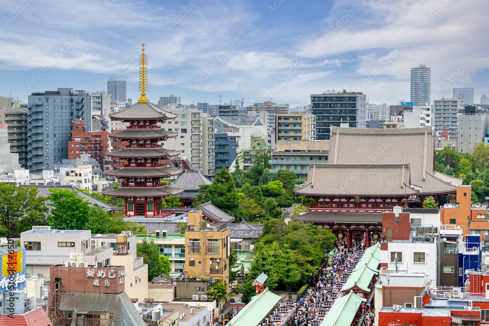 Tokyo, different styles of buildings in Asakusa
