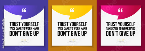 3D bubble testimonial banner, quote, infographic. Social media post template designs for quotes. Empty speech bubbles, quote bubbles and text box. Vector Illustration EPS10.