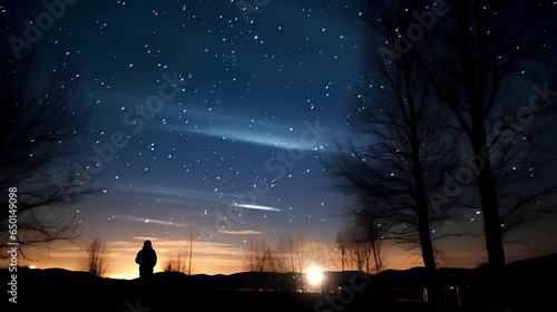 Fotografie a beautiful night with a serene sky filled with stars