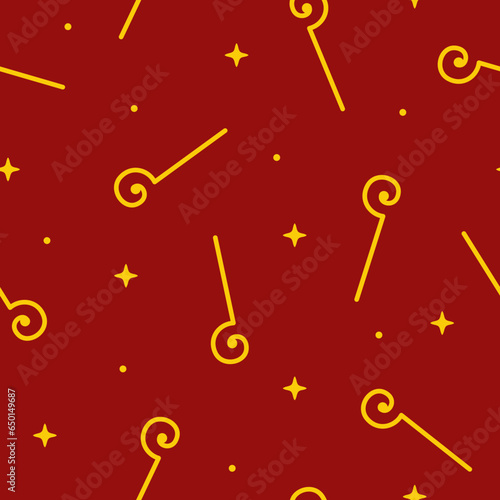 Foto Seamless pattern with Sinterklaas's staff on red background