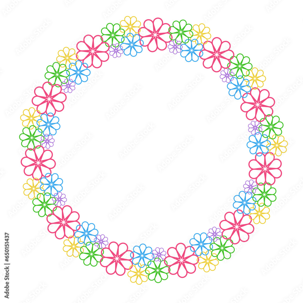 abstract summer color flowers art drawn round frame abstract summer color flowers art drawn round frame