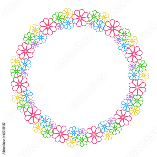 abstract summer color flowers art drawn round frame
