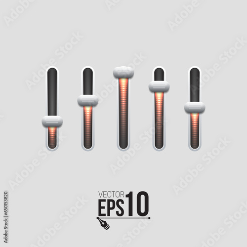 Power slider buttons. Web UI elements design. User interface. Vector illustration.