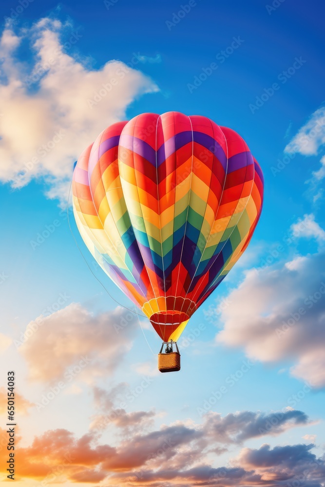 Hot air balloon in the sky, AI generated Image Hot air balloon in the sky, AI generated Image