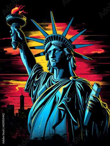 Statue of Liberty art t shirt design for print design