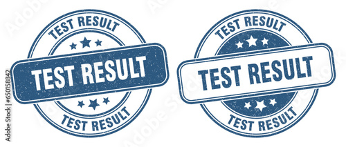 test result stamp. test result label. round grunge sign