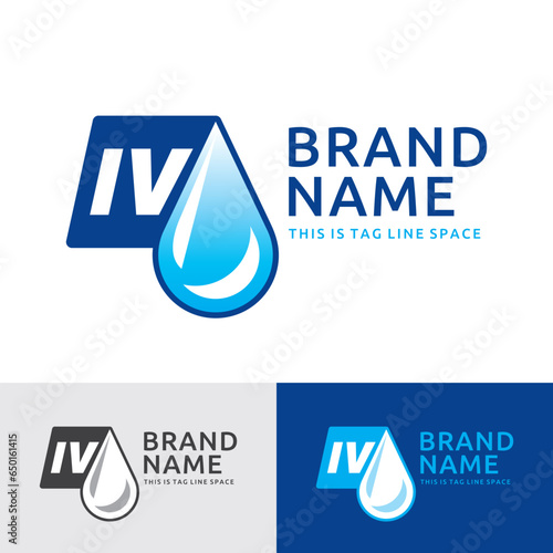 IV Intravenous Therapy Medical Science Health Care Liquid Medicine Dropping Drop Vector Logo