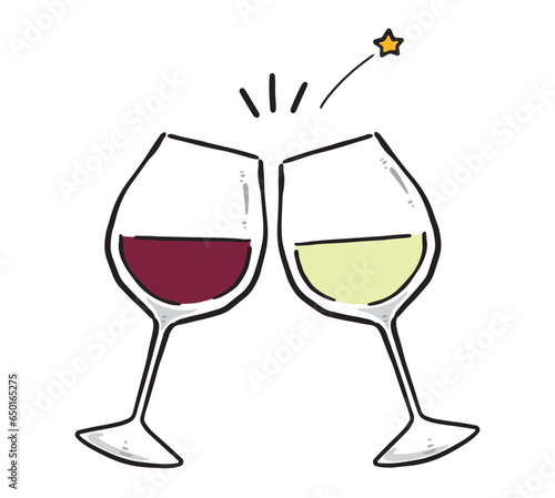 ワインで乾杯するイラスト