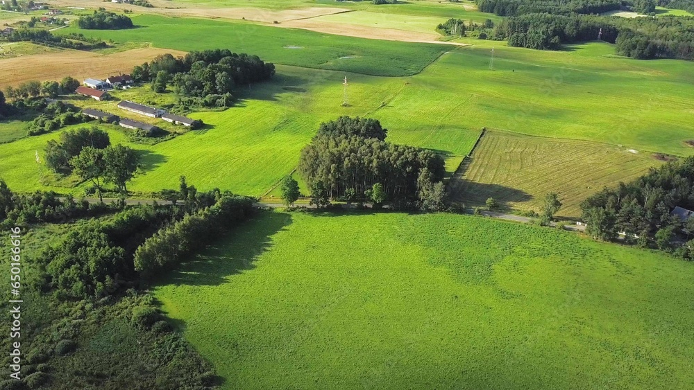 Aerial of Farmland Rural Landscape at Sunrise