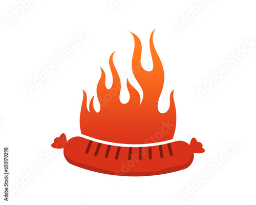 Sausage with fire flame vector illustration