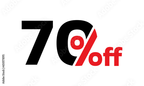 70% price off icon. 70 percent sale label, sign or tag. Discount, promotion banner design element. Vector illustration.