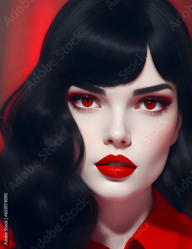 portrait of a woman with red lips