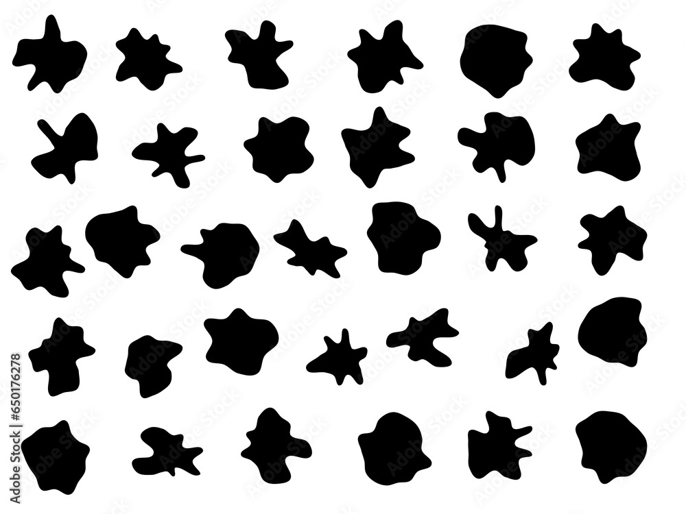 Obraz premium Set in shapes of random liquid black spots dropped
